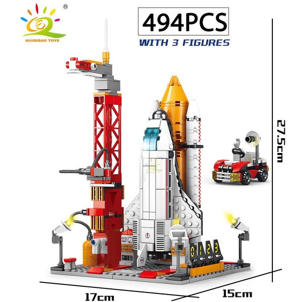 Klocki Budowlane Rakieta ZałOgowa Kosmiczna Lotnicza Z Figurką Astronauty Model Miasta Lotnictwa Kosmicznego Zabawki Dla Dzieci Gray-image