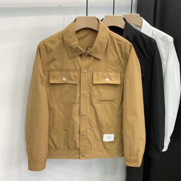 Chaqueta Casual Simple De Solapa Para Primavera Y OtoñO Para Hombre, Nueva Moda Coreana VersáTil, Chaqueta Corta De Trabajo 4XL Amarillo-image