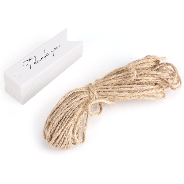100 Piezas/Lote Etiqueta Colgante De Papel Kraft Etiqueta De Regalo Tarjeta De Mensaje De Agradecimiento (Blanco) White Beige-image