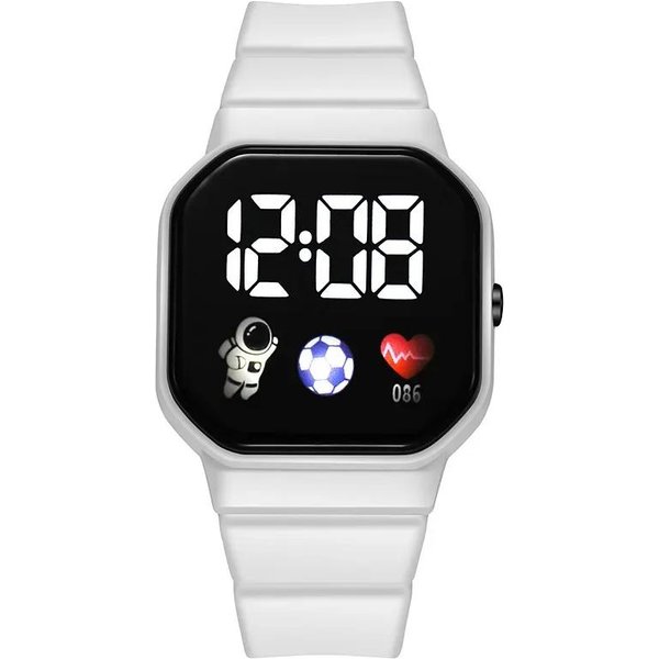 Yikaze Zegarki Dla Dzieci Cyfrowy Zegarek LED Dla Dzieci Silikonowy Pasek KreskóWkowy Elektroniczny Zegarek Na RęKę Sportowy Zegarek Dla ChłOpcóW I DziewcząT Prezenty White-image