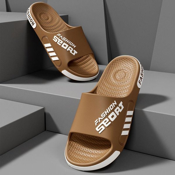 Las Pantuflas De Hombre Son Tendencia Para El BañO En Interiores En Casa, Mientras Que Las Pantuflas Frescas Son Adecuadas Para Usar Al Aire Libre. Zapatillas Antideslizantes 38-39 Café-image
