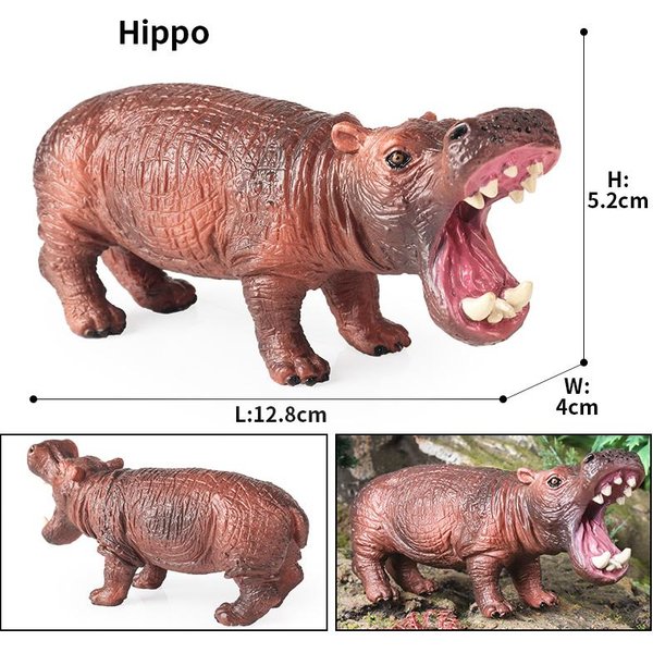 Oenux Modelo De Animal Salvaje De SimulacióN Rinoceronte Rinoceronte HipopóTamo HipopóTamo PVC Adorno Para El Hogar Animal Juguete Educativo Para NiñOs Regalo-image