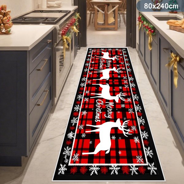 BieżNik ŚWiąTeczny Dekoracja Domu Dywaniki Kuchenne PrzedpokóJ Korytarz Dywan Do Sypialni Mata PodłOgowa Welcome Mata PodłOgowa Do Pralni Dom 50X120CM(1.6X3.9FT-image