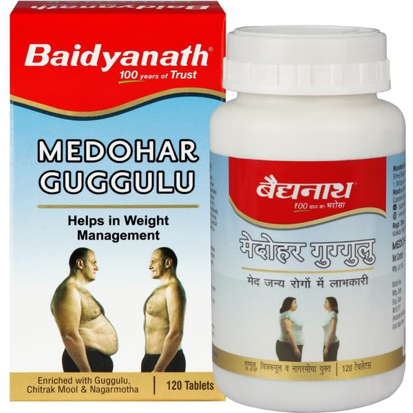 Tabletas Medohar Guggulu De Baidyanath, Enriquecidas Con Guggulu, Chitrakmool Y Nagarmotha - 120 Tabletas-image