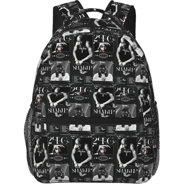 Tupac Amaru Shakur 2Pac 777 Graficzny Plecak Uczniowski Torba Szkolna Plecak Turystyczny Jednodniowy Dla ChłOpcóW DziewcząT Plecak Na KsiążKi Torba Na Ramię One Size Gray-image