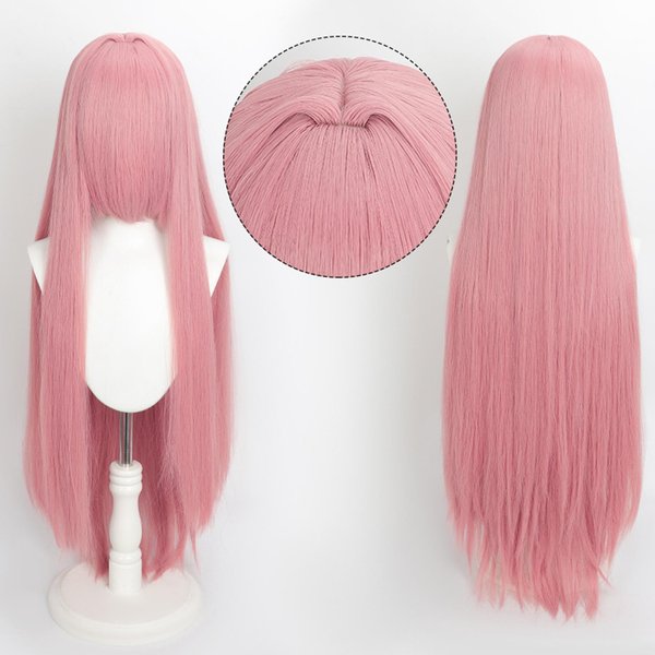 Peluca Colorida De 100Cm Larga Lisa Cosplay Anime Disfraz Fiesta Pelucas SintéTica Resistente Al Calor 40Inches Pink-image