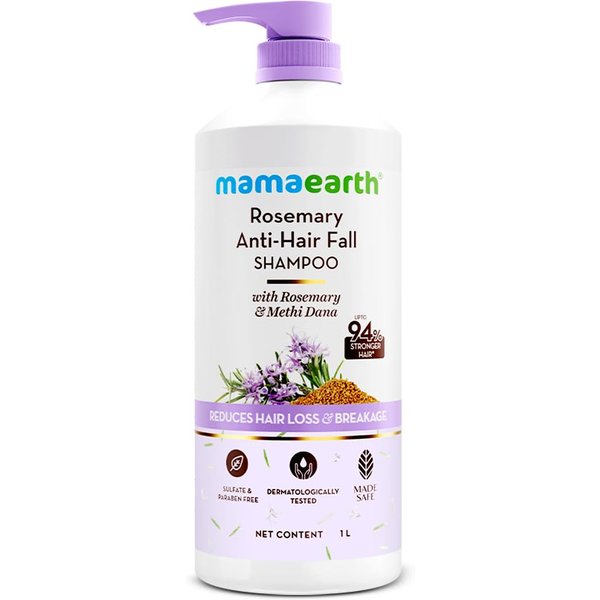 Mamaearth Romero Champú AnticaíDa 1 Litro Para Cabello MáS Fuerte Reduce La Rotura Sin Sulfatos Para Hombres Mujeres White-image