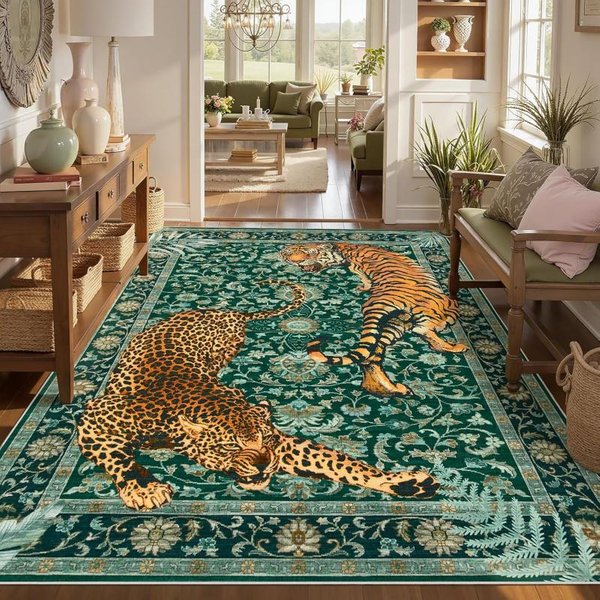 Bohemian Leopard Dywanik Do Salonu I Sypialni, ŚLiska Mata PodłOgowa Do Biura, Dywan Do Jadalni, Dekoracja Domu 120X160Cm 47X63Inch-image