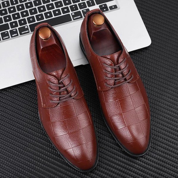 Zapatos De Cuero Zapatos Formales De Negocios Para Hombres Zapatos Casuales De Gran TamañO Zapatos De Boda Con Punta Puntiaguda Que Combinan Con Todo 48 MarróN-image