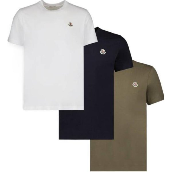 Moncler Koszulka Z Logo, Z OkrąGłYm Dekoltem, KróTki RęKaw, 3-Pak, MęSkie Top K10918C00026829H83P3 L-image