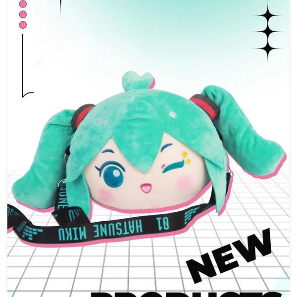 Anime Kawaii Hatsune Miku GadżEty Pluszowa Torba Urocza Lalka Figurka Torba Na Ramię DużA Pojemność Mikufufu Prezent ŚWiąTeczny-image