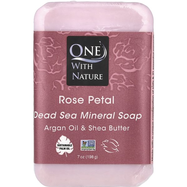 One with Nature, Barra De JabóN Mineral Triple Molido, PéTalo De Rosa, 7 Oz (200 G) Black-image