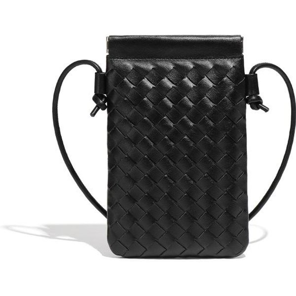 Bolso Vertical Mini Monedero Para TeléFono MóVil, PequeñO Y Ligero, Bolso Bandolera De Hombro ÚNico Para Mujer, Moderno Y Casual, Bolso Tejido A Mano Black-image