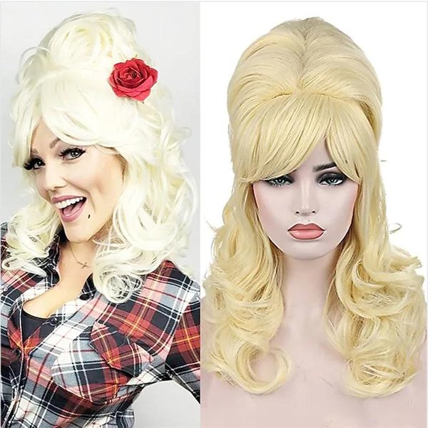 Hairjoy Syntetyczna Peruka Beehive Damska KręCone DłUgie Odporne Na CiepłO Peruki Cosplay 26Inches-image
