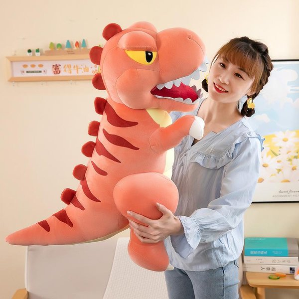 Urocze Gigantyczne Pluszowe Zabawki Dinozaury 80/100 Cm KreskóWkowe Wypchane Lalki Tyranozaur Dla Dziewczynek ChłOpcóW Prezent Urodzinowy 100Cm-image
