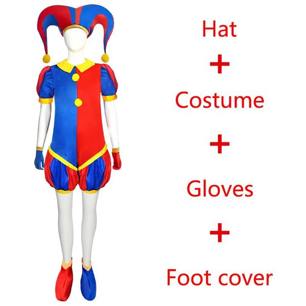 Anime Pomni Ragatha Kostiumy Cosplay The Amazing Digital Circus Sukienka Cosplay Kapelusz Maska Ragatha Pomni Stroje Halloween Cos Kobiety 150 Red-image