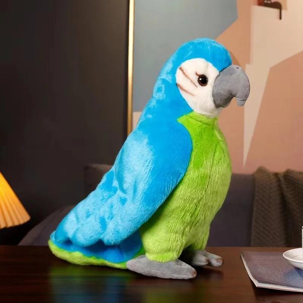 Uroczy KreskóWkowy Ptak Symulacja Kolorowa Papuga Pluszowa Zabawka Homdecor Wypchane Lalki MięKkie Lalki ZwierząTka Prezent Dla Dzieci 25Cm Niebieski-image
