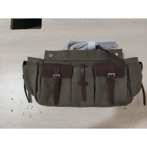 Luksusowa PłóCienna SkóRzana Torba Typu Tote Z Wieloma Kieszeniami, Damska Vintage Torba Na Ramię Zapinana Na Zamek BłYskawiczny, Torebka W Stylu Motocyklisty, Lekka 35X17X24CM Zielony-image