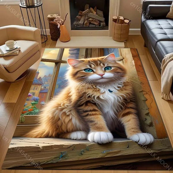 WzóR Dywanik Z Kotkiem Na Parapecie Do Sypialni Pokoju Dziennego PrzyłóżKowy Sofa Mata PodłOgowa Nowoczesny WystróJ Domu Dywan Obszarowy Na Prezenty 40X60Cm (16X24In) Brown-image
