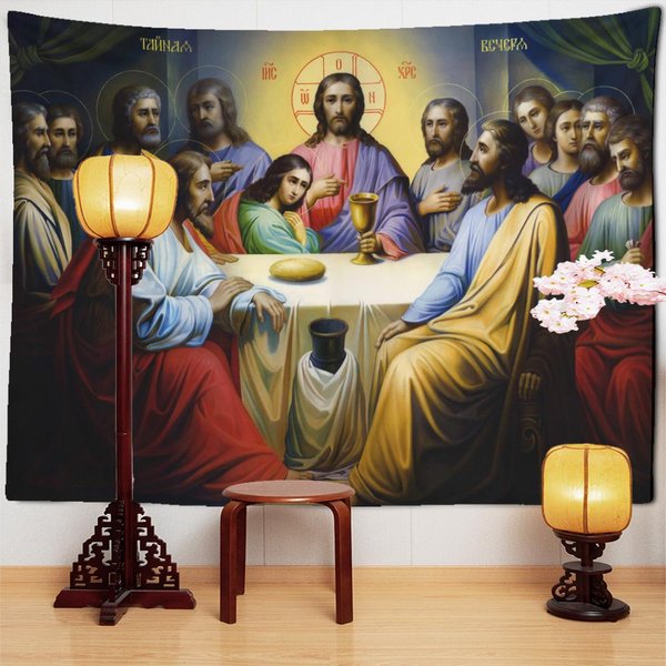 Jezus Chrystus Religia Gobelin śCienny WisząCy Wiara Mistyczny Retro Hippie Tapiz Sztuka Psychodeliczny Czary Akademik Home Decor 320X182Cm-image