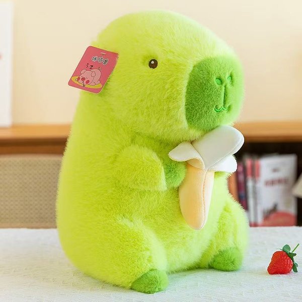 23 Cm Urocza Zielona Kapibara Bananowa Pluszowa Zabawka Kawaii Pluszowe ZwierząTko Puszysta Gruba Lalka Kapibara Poduszka Do Przytulania Dla Dziewczynek Prezenty Dekoracja-image