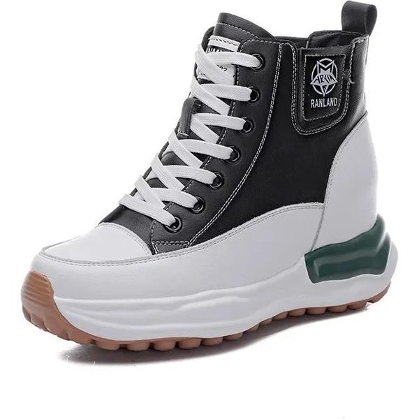 Zapatos De Mujer De Cuero Genuino De 7Cm Zapatillas De Plataforma Primavera OtoñO CáLido Piel Bota De Invierno Mujer Botas De Combate Botines EnvíO Gratis 35 Negro-image