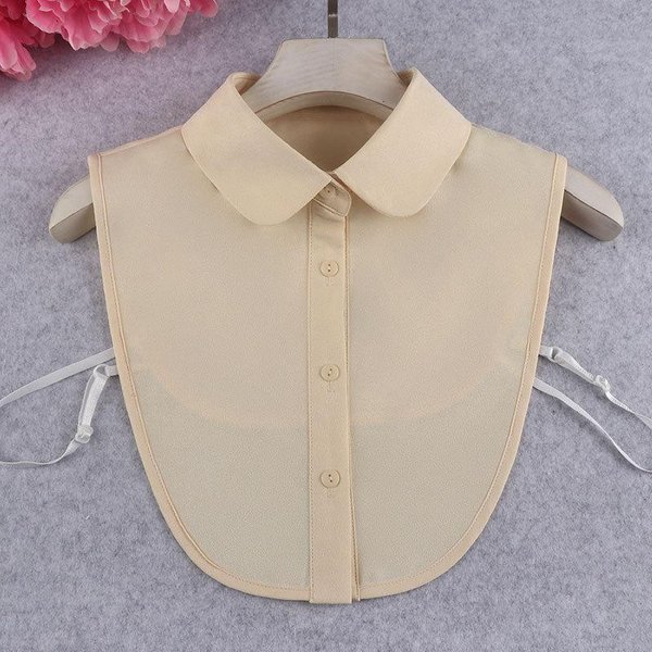 Linbaiway Cuello Falso Desmontable Para Hombre Y Mujer Verde Rojo Morado Rosa Cuello Camisa Femenino Solapa Blusa Top DecoracióN Beige-image