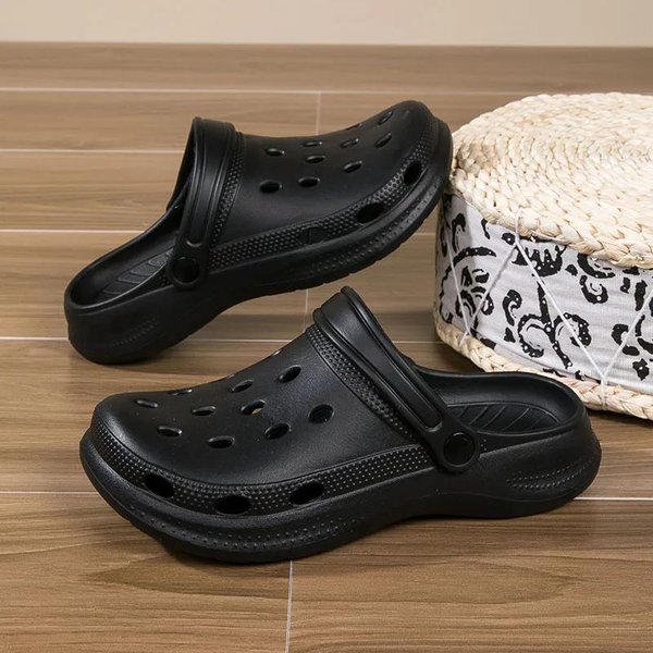 Talla Grande 46 47 48 Verano Zuecos Pantuflas Para Hombre Y Mujer Diapositivas De Ocio Zapatos De Playa Zapatos Para Casa JardíN Sandalias De Exterior 45-46 Negro-image