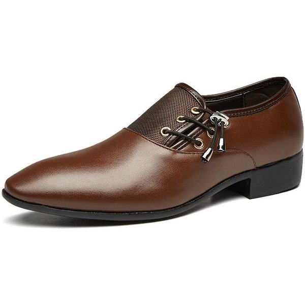 Nuevos Zapatos De Cuero De Gran TamañO, Zapatos Formales De Negocios Para Hombres, Zapatos De Boda VersáTiles, Zapatos Casuales Negros Suaves 48 MarróN-image