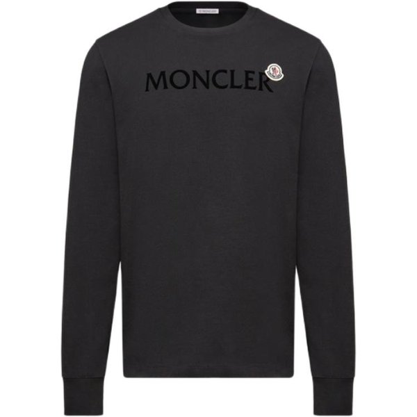 Moncler SS26 Bluza Z OkrąGłYm Dekoltem I DłUgim RęKawem Z Logo, Codzienna Bluza MęSka L10918D0000989AYY999 M Black-image