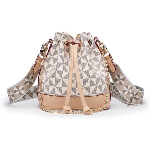 Bolso Cruzado De Mano Estampado Vintage Tablero De Ajedrez CláSico Bolso De Mujer Bolso Cubo De Hombro ÚNico White-image