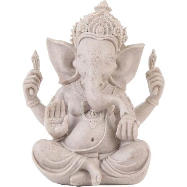 Ganesha Statua SłOnia RzeźBa Pana SłOnia Hinduistyczna Statua SłOnia ŻYwica Do Domu Pokoju Gray-image