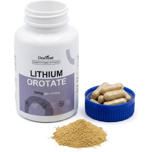 Orotato De Litio 10Mg – Suplemento De Minerales Traza Para El Estado De ÁNimo Y El Equilibrio Mental (60 CáPsulas) 1Pack-image