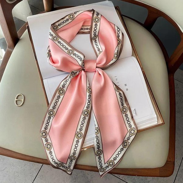 Luksusowy DłUgi Jedwabny Szal Damski ZwierzęCy Koń Nadruk Cienki WąSki Szalik Torba Opaska Do WłOsóW WstążKa Szale Kobiety Apaszka 15X150Cm-image