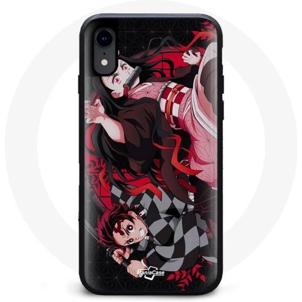 Funda - Maniacase - Iphone X - Flexible - Negra - Demon Slayer Tanjiro Nezuko Combate-image