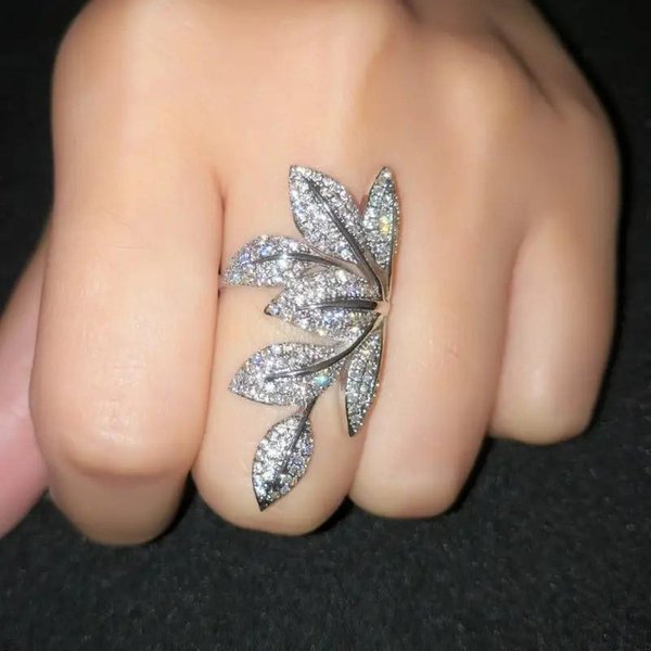 Anillo De Dedo De Plata De Ley Para Mujer Totalmente Pavimentado Con Brillantes Cristales De Circonita CúBica Anillos Boda JoyeríA De Moda De Lujo 9 Brown-image
