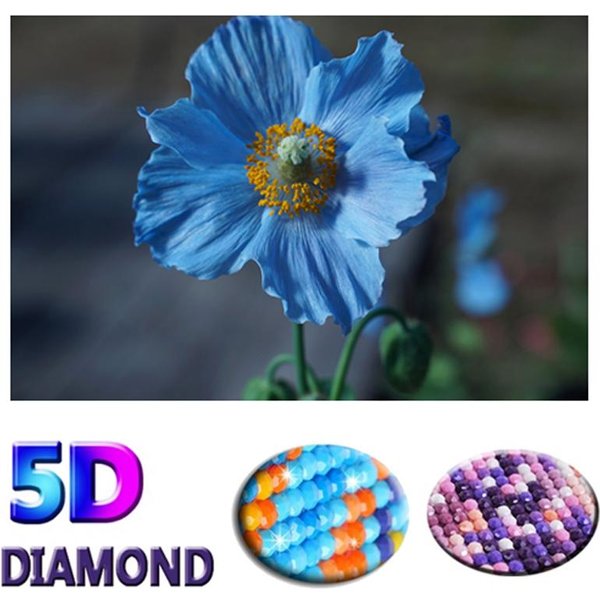 Pintura De Diamantes 5D DIY Taladro Completo Flor Azul Mosaico De Diamantes Punto De Cruz 20X30CM-image