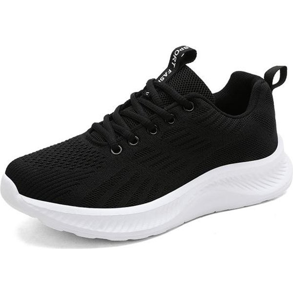 Nuevas Zapatillas Deportivas Casuales Transpirables De Moda Para Mujer Zapatos Para Correr De Suela Suave CóModos Con Cordones Zapatos Deportivos Blancos Para Mujer 40 Negro-image
