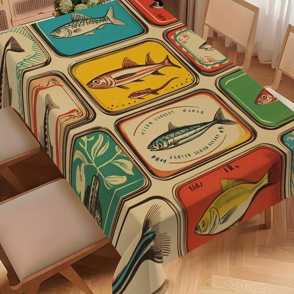 Mantel Rectangular TemáTico De Sardinas De Verano Para DecoracióN De Mesa Reutilizable Estilo Granja Cocina Mesa De Comedor DecoracióN De Fiesta Festiva 140X180Cm-image