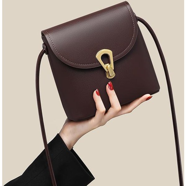 Bolso Cubo Nuevo Cuero Genuino Bolso Cruzado De Gama Alta Bolso PequeñO De Hombro Para TeléFono MóVil-image