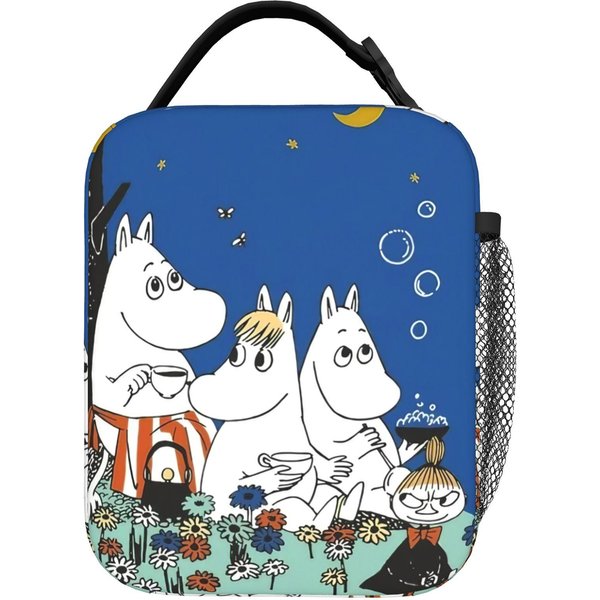 Jesienny Muminek Torba Termiczna Na Lunch Cooler Carrier Wielokrotnego UżYtku, Pojemnik Na PosiłEk Moominy DużA Torba Lunchowa Dziewczynki ChłOpcy One Size Blue-image