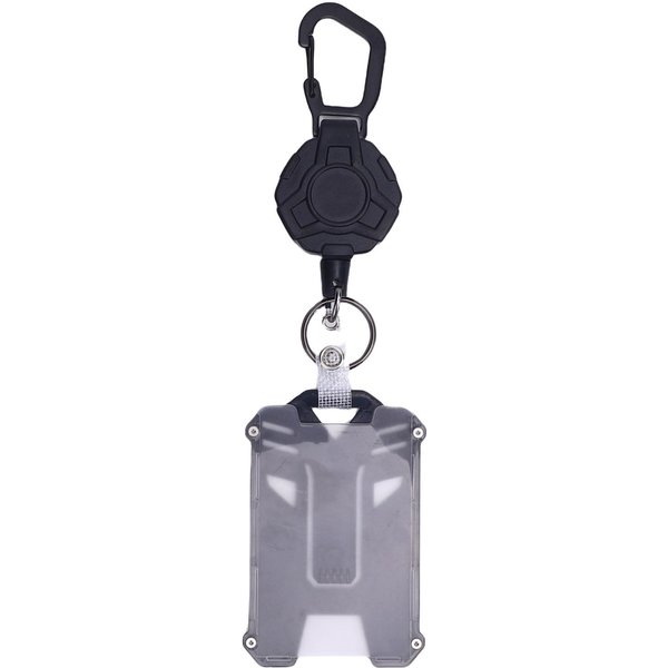 Paquete De 2 Llaveros RetráCtiles Con MosquetóN Portatarjetas De IdentificacióN Con CordóN De Acero Anti-PéRdida Carrete Para Insignia Black-image