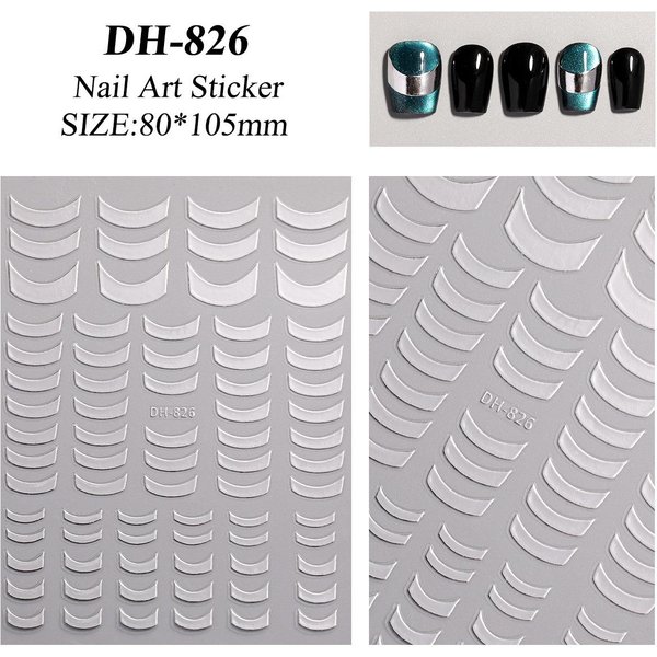 Pegatinas De Metal Con Espejo Para UñAs, CalcomaníAs Para DecoracióN De UñAs Doradas Y Plateadas, Deslizadores Coloridos, DecoracióN De Manicura Para UñAs DIY DH-826-image