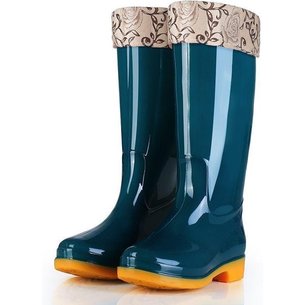 Zapatos De Lluvia Para Mujer Altos Zapatos De Agua Terciopelo CañA Alta Antideslizantes Suela BorgoñA Botas De Lluvia De Invierno 37-image