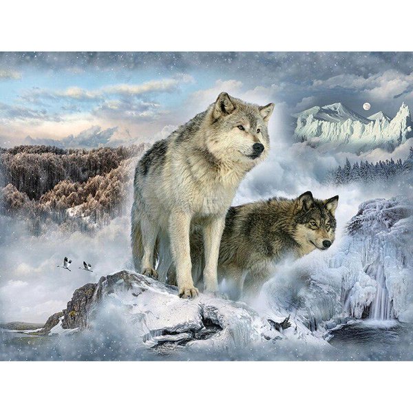 Pintura De Diamante Lobo Bordado De Diamantes Pantalla Completa Animales De Invierno Imagen Diamantes De ImitacióN Arte De Diamantes 20X30CM-image