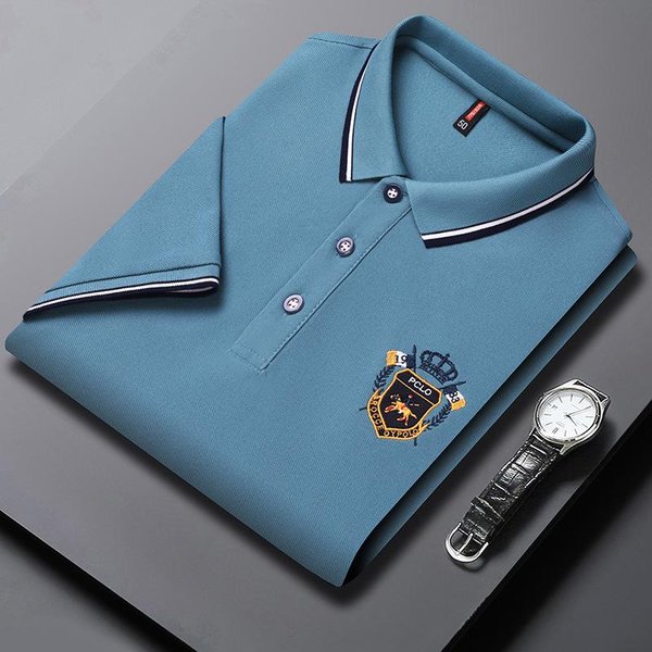 MęSka Popularna Koszulka Polo Z KróTkim RęKawem I Haftem MęSka Letnia LuźNa, Swobodna Koszulka Polo Z KołNierzykiem Xxxxl Gray-image