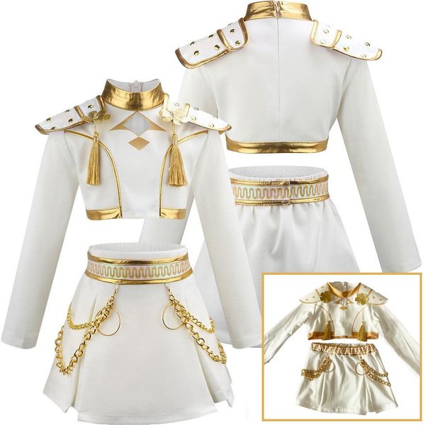 Kostiumy Halloweenowe Dla Dzieci DziewczęCe Kostiumy Cosplay Modne Garnitury Dla DziewcząT Kostiumy Na KarnawałOwą Imprezę Tematyczną 150Cm White-image