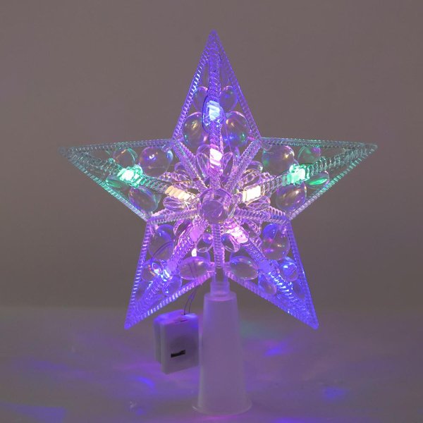 ŚWiecąCa Gwiazda Na Choinkę 15 Cm Gwiazda Na Choinkę Xmas Przezroczysta PięCioramienna Gwiazda Topper Z OśWietleniem LED Do Dekoracji Domu-image