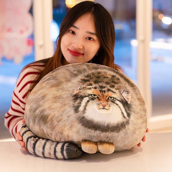 1 Szt. 304055 Cm Symulowane Pluszowe Zabawki Otokolobus Manul Kot Pallas Kot Pluszowe Zwierzę Lalka MięKka Gruba Poduszka Kot Dla Dzieci Prezenty 40Cm-image
