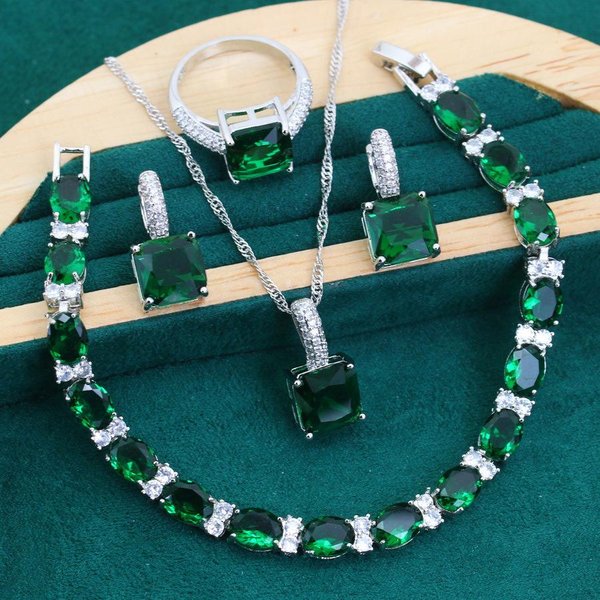 JoyeríA Europea Y N Moda Lujo Ligero Circonita Cuadrada PúRpura Incrustada Pendientes Anillo Collar Regalo DíA De La Madre 10 Yards-image